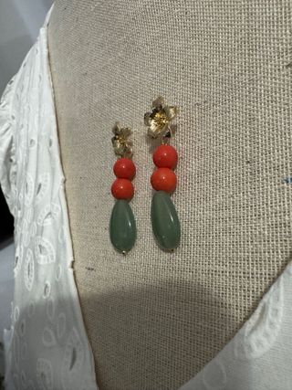 Pendientes flamenca flor y piedras