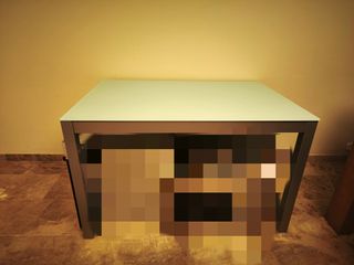 Mesa de cocina cristal y metal