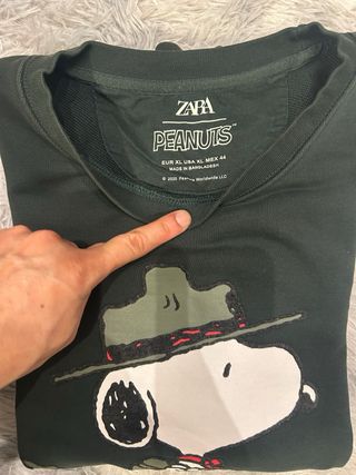 Sudadera Zara Peanuts Snoopy Talla XL
