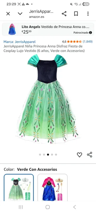 Disfraz Princesa Anna Verde