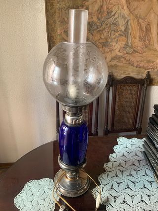 Lámpara antigua azul y plata