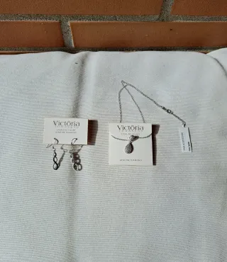 Conjunto Collar y pendientes Plata Ley y Diamantes