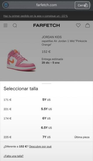 Nike Air Jordan 1 Mid Talla 37.5
