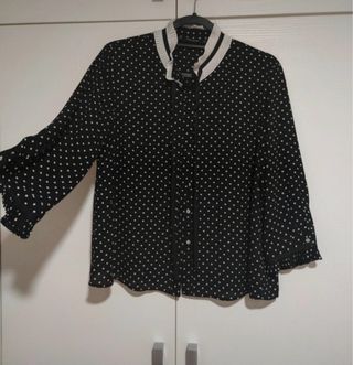 Blusa Zara Negra Topos Talla M