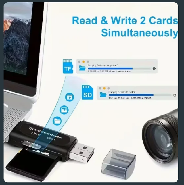 Lector Tarjetas Type-C SD TF 128GB 2GB