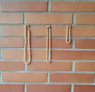 Conjunto collares y pulsera perlas fantasía nacar