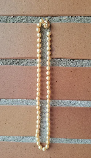 Conjunto collares y pulsera perlas fantasía nacar