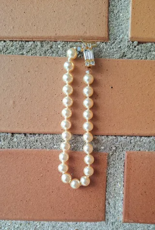 Conjunto collares y pulsera perlas fantasía nacar