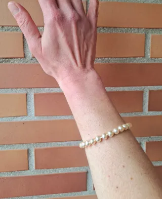 Conjunto collares y pulsera perlas fantasía nacar