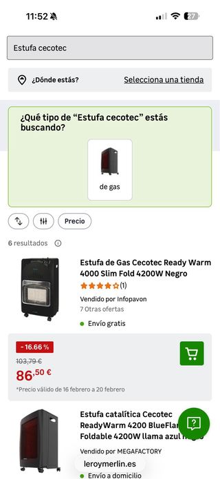 Estufa de gas