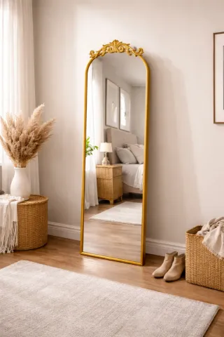 Specchio da terra ad arco vintage dorato