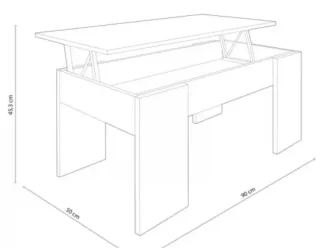 Mesa de centro elevable madera y metal