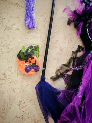 Disfraz Bruja Morado y Negro Talla Infantil