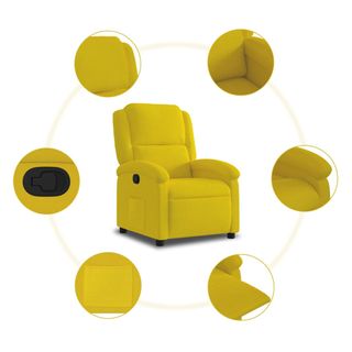 Sillón reclinable amarillo de terciopelo