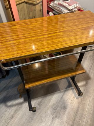 Mesa auxiliar vintage madera y metal