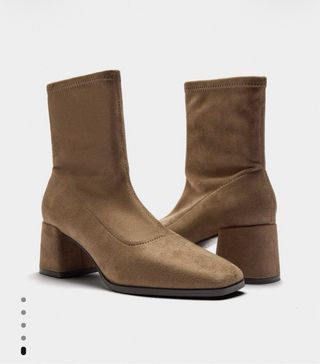 Botines tacón efecto piel marrón