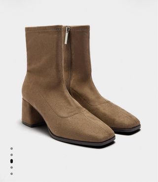 Botines tacón efecto piel marrón