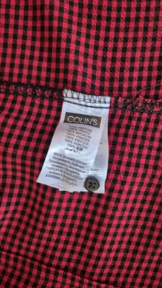 Camisa Colin’s Cuadros Vichy (Rojo/Negro) Talla S