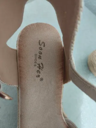 Zapatos esparteñas tacón mujer beige