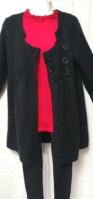 Chaqueta de punto negra con botones