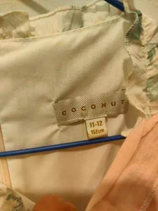 Vestido niña floral rosa y beige