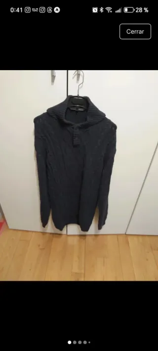 Jersey azul de punto trenzado