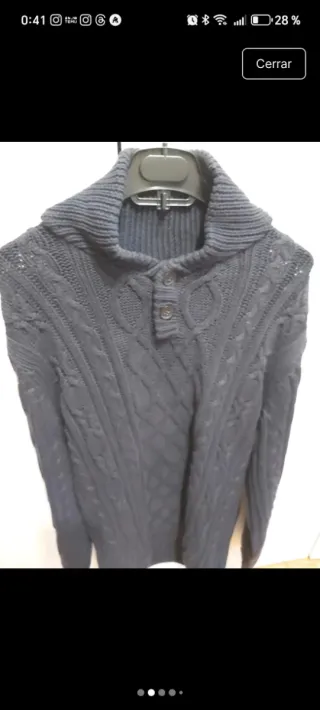 Jersey azul de punto trenzado