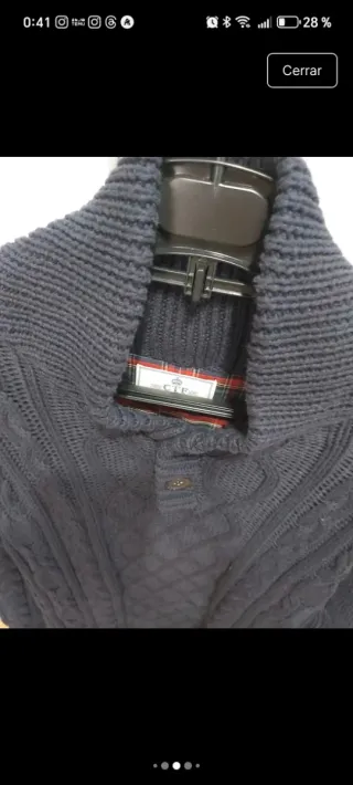 Jersey azul de punto trenzado