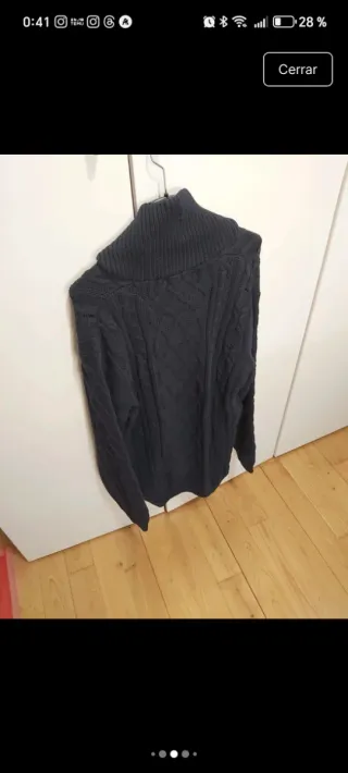 Jersey azul de punto trenzado