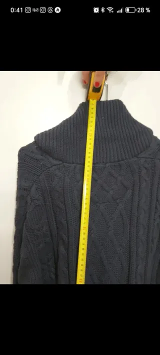 Jersey azul de punto trenzado