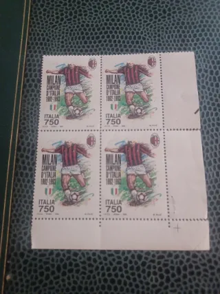 Quartina francobolli Milan Campione d'Italia
