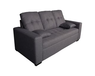 Sofá 3plazas gris capitoné muelles ensacados