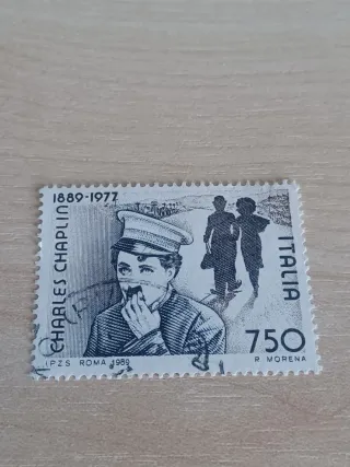 Francobollo Italia Charles Chaplin 1989
