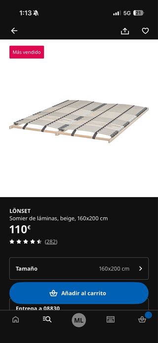 Somier IKEA LÖNSET 80x200 cm