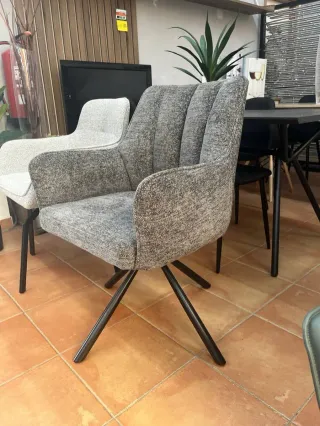 Silla Comedor Giratoria Tapizada Gris