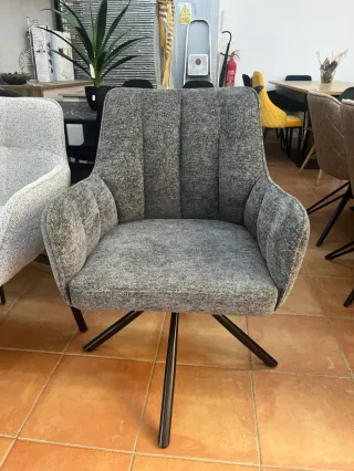 Silla Comedor Giratoria Tapizada Gris