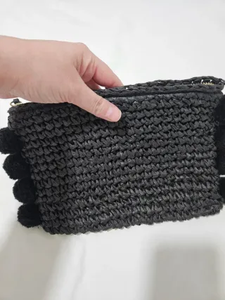 Neceser Yute Pompones H&M Negro