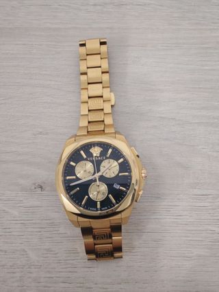 Reloj Versace Dorado y Negro Cristal Zafiro