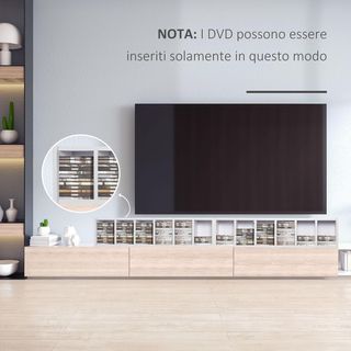 Set de 2 Estantes Verticales para CD y DVD con 12 Estantes Ajustables para 204 CD, Mueble Biblioteca Alto Ahorra Espacio en Madera para Habitación, Sala de Estar y Oficina, 21X22.5X88.5 Cm, Blanco