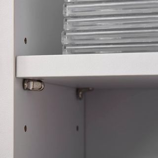 Set de 2 Estantes Verticales para CD y DVD con 12 Estantes Ajustables para 204 CD, Mueble Biblioteca Alto Ahorra Espacio en Madera para Habitación, Sala de Estar y Oficina, 21X22.5X88.5 Cm, Blanco