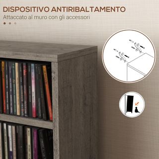 Estante para CD DVD Set de 2 Piezas con 12 Estantes, Estante de Columna para 204 CD en Madera para Sala de Estar, Salón, Estudio y Oficina, 21X22.5X88.5 Cm, Gris Oscuro