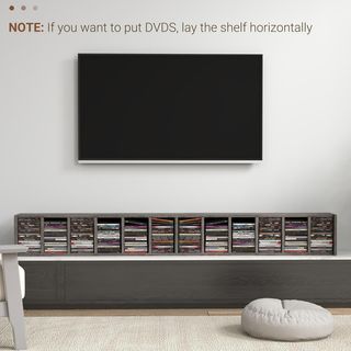 Estante para CD DVD Set de 2 Piezas con 12 Estantes, Estante de Columna para 204 CD en Madera para Sala de Estar, Salón, Estudio y Oficina, 21X22.5X88.5 Cm, Gris Oscuro