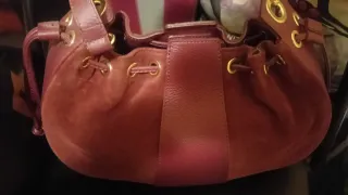 Bolso de ante y piel burdeos