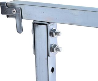 Set di 2 Cavalletti da Lavoro Pieghevoli, Capacità 200 Kg, Altezza Regolabile 80-130 Cm, Cavalletti Telescopici Salvaspazio in Acciaio per Fai-da-Te, Garage e Giardino, Blu