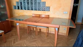 Mesa comedor extensible y 6 sillas madera