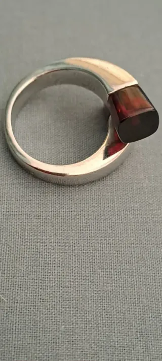 Anello Kenzo Argento Pietre Rosse e Nere