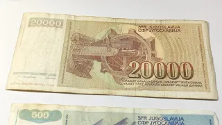 2 Billetes Yugoslavia 20000 y 500 Dinara