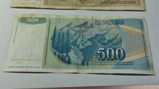 2 Billetes Yugoslavia 20000 y 500 Dinara