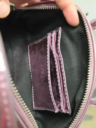 Bolso Mini Zara Rosa Metalizado - Efecto Cocodrilo