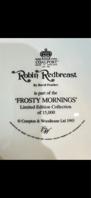 Plato de porcelana Coalport Robin Redbreast